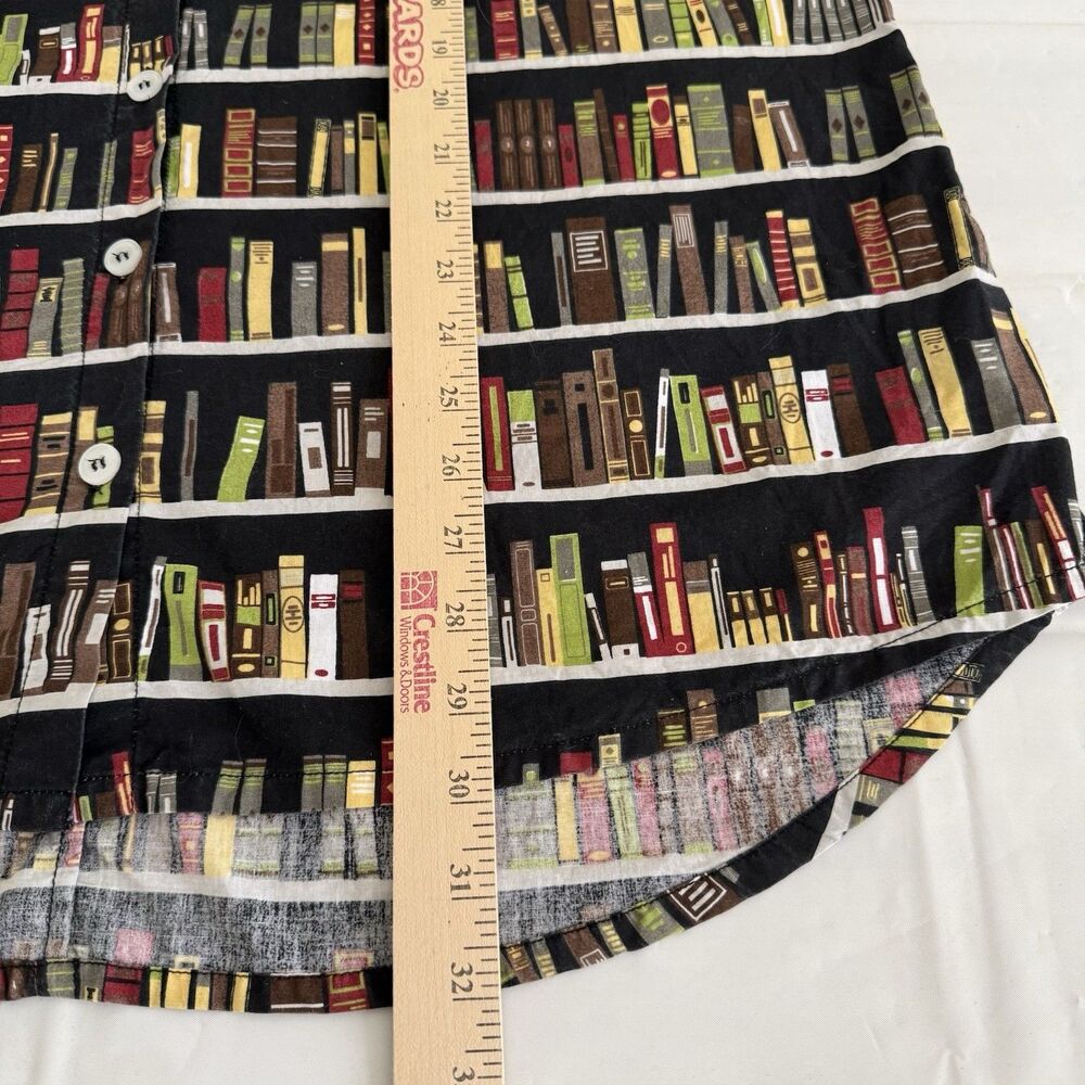 Vtg Signals Women's XL Bookshelf Books Long Sleeve Button Shirt Library Teacher - Picture 7 of 11